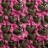 Pembe Peluş Zeminde Leopar Kalpler Dijital Baskılı Kumaş