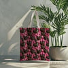 Pembe Peluş Zeminde Leopar Kalpler Dijital Baskılı Kumaş