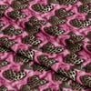 Pembe Peluş Zeminde Leopar Kalpler Dijital Baskılı Kumaş