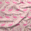Pembe Puantiyeli Flamingo Desenli Dijital Baskılı Kumaş