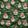 Pembe Şapkalı Tatlı Noel Babası – 3D Yılbaşı Neşe Dijital Baskılı Kumaş