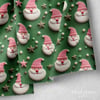 Pembe Şapkalı Tatlı Noel Babası – 3D Yılbaşı Neşe Dijital Baskılı Kumaş