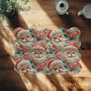 Pudra Parıltısında Vintage Noel Baba Dijital Baskılı Kumaş