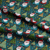 Renkli Ağaçların Neşeli Noel Babası – 3D Yılbaşı Örgü Dijital Baskılı Kumaş