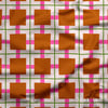 Renkli Grid Üzerinde Retro Kare Dokunuşu Dijital Baskılı Kumaş