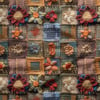 Renkli Patchwork Dokuda Nakışlı Çiçek Masalı Dijital Baskılı Kumaş