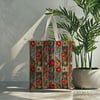 Renkli Şeritlerde Patchwork Çiçek Bahçesi Dijital Baskılı Kumaş