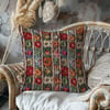 Renkli Şeritlerde Patchwork Çiçek Bahçesi Dijital Baskılı Kumaş
