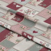 Rustik Patchwork Kalp ve Gül Dijital Baskılı Kumaş