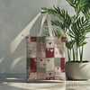 Rustik Patchwork Kalp ve Gül Dijital Baskılı Kumaş