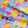 Sevimli Köpek Dostları Patchwork Dijital Baskılı Kumaş