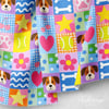 Sevimli Köpek Dostları Patchwork Dijital Baskılı Kumaş