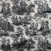 Siyah Masallar Toile de Jouy Dijital Baskılı Kumaş
