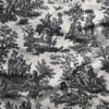 Siyah Masallar Toile de Jouy Dijital Baskılı Kumaş
