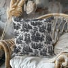 Siyah Masallar Toile de Jouy Dijital Baskılı Kumaş