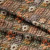 Toprak Tonlarında Patchwork Örgü Bahçesi Dijital Baskılı Kumaş