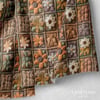 Toprak Tonlarında Patchwork Örgü Bahçesi Dijital Baskılı Kumaş