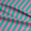 Turkuaz – Pembe 2,5 cm Çizgili Dijital Baskılı Kumaş