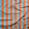 Turuncu – Bebek Mavisi 2,5 cm Çizgili Dijital Baskılı Kumaş
