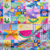 Yaz Neşesi Patchwork Dijital Baskılı Kumaş