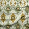Yeşil-Sarı Etnik Motif İkat Desenli Dijital Baskılı Kumaş