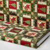 Yılbaşı Ağacı ve Noel Baba Patchwork Desenli Dijital Baskılı Kumaş