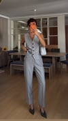  Gri  Double Paça Yelek Pantolon Takım 