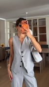  Gri  Double Paça Yelek Pantolon Takım 