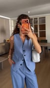  Mavi Double Paça Yelek Pantolon Takım 