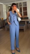  Mavi Double Paça Yelek Pantolon Takım 