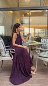   Mürdüm Kırışık dokulu maxi elbise