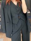 ANTRASİT OVERSIZE CEKET YELEKLİ PİLE DETAY PALAZZO OVERSİZE CEKET TAKIM 