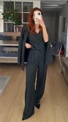 ANTRASİT OVERSIZE CEKET YELEKLİ PİLE DETAY PALAZZO OVERSİZE CEKET TAKIM 