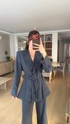 Antrasit  Vatkalı Ceket Bel Lastikli Tensel  Takım 