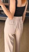Bej  Bel Lastikli Bol Paça Pantolon 