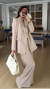 Bej  Bel Lastikli Pantolon Blazer Ceket Takım Elbise 