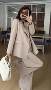Bej  Bel Lastikli Pantolon Blazer Ceket Takım Elbise 