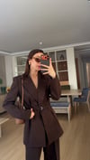 Bel Kemerli Kahve Takım Elbise 