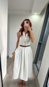 Beyaz Astarlı Pile Detay Elbise 