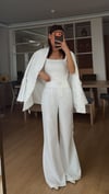 Beyaz Kimono Kesim Dik  Yaka  Takım