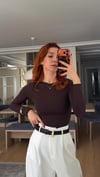 Boğazlı Transparan Bluz Kahve 