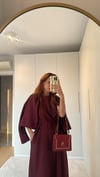 Bordo Tensel Kumaş Cepli Uzun Elbise Gömlek Takım 