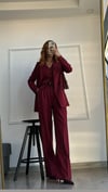 BORDO YELEKLİ PİLE DETAY PALAZZO OVERSİZE CEKET TAKIM ELBİSE 