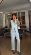 Buz Mavi Double Paça Yelek Pantolon Takım 