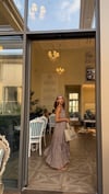 Cappuccino Kırışık dokulu maxi elbise