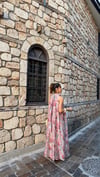 Çiçek Desenli Astarlı Yaka Bağcıklı Elbise 