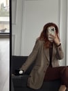 Deri Garnili Kalın Kumaş Astarlı Blazer Ceket