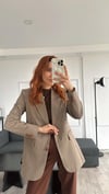Deri Garnili Kalın Kumaş Astarlı Blazer Ceket