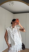 Ekru Puantiye Desenli Yelek