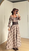 Fermuarlı Ekose Desen  Elbise